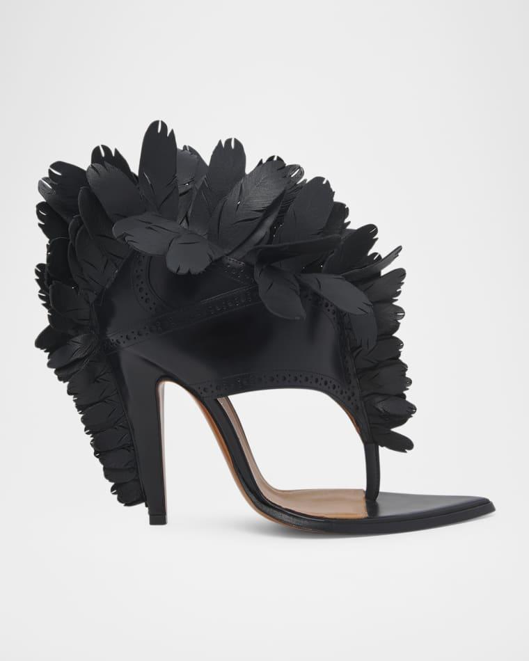 Leather Feather Thong Sandals by MCQUEEN