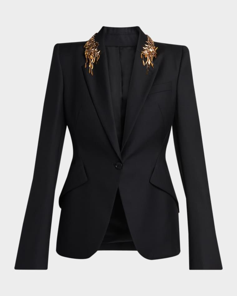 Leaves Embroidered Single-Breasted Jacket by MCQUEEN