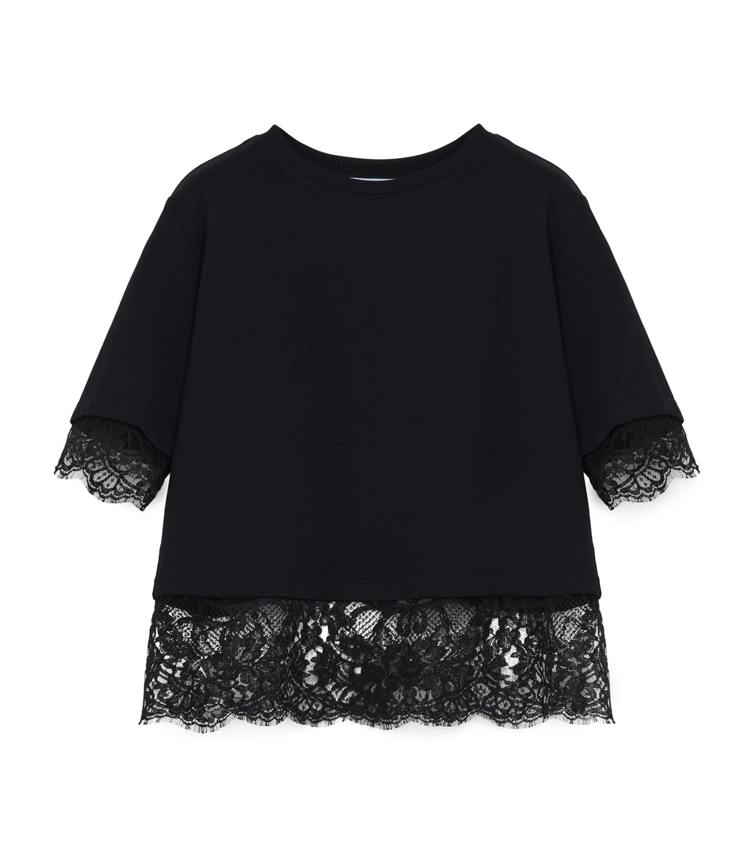 McQueen Cotton Lace-Trim T-Shirt by MCQUEEN