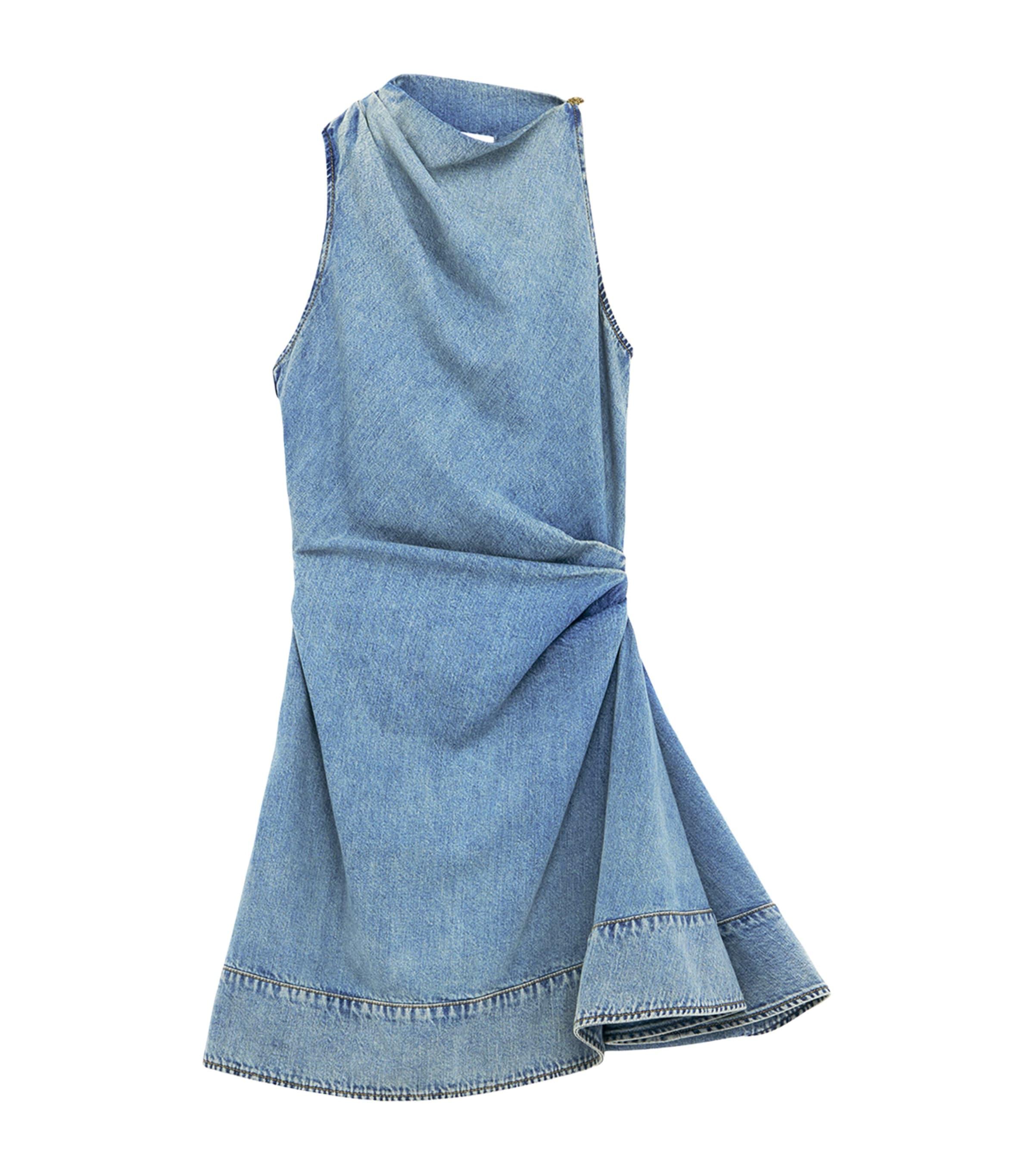 McQueen Denim Asymmetric Mini Dress by MCQUEEN