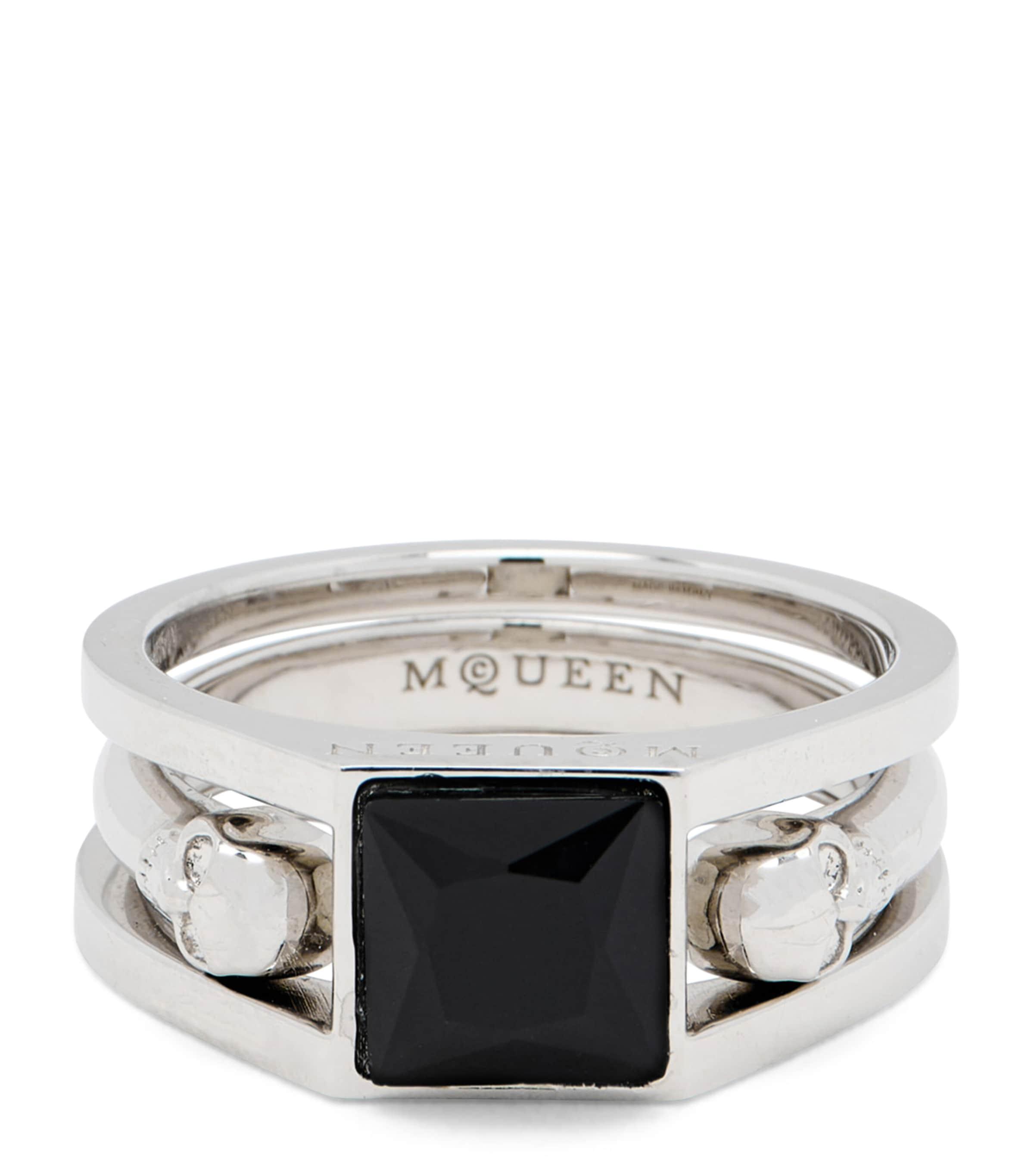 McQueen Embellished Twin Skull Ring by MCQUEEN