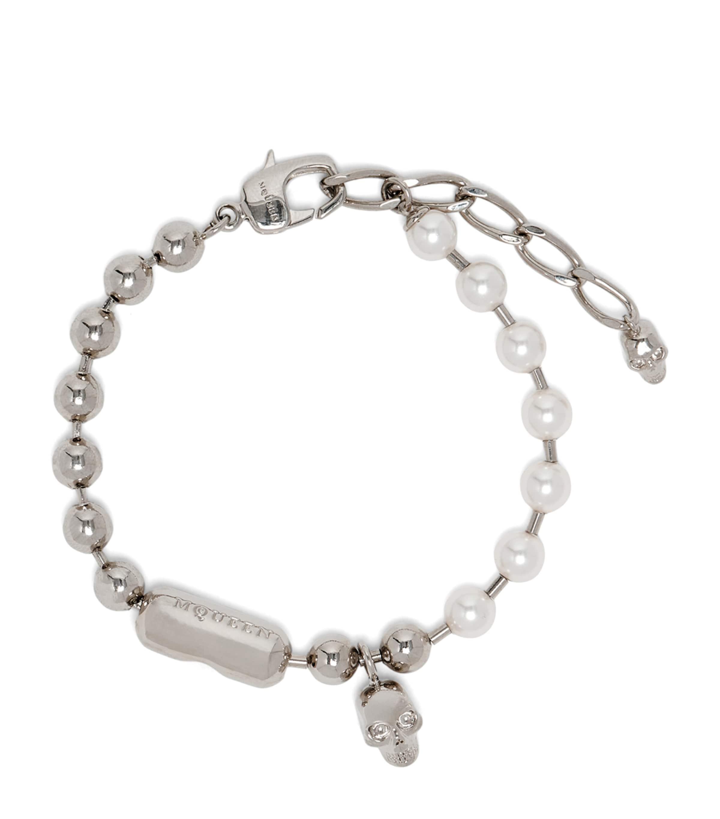 McQueen Faux Pearl and Skull Bracelet by MCQUEEN