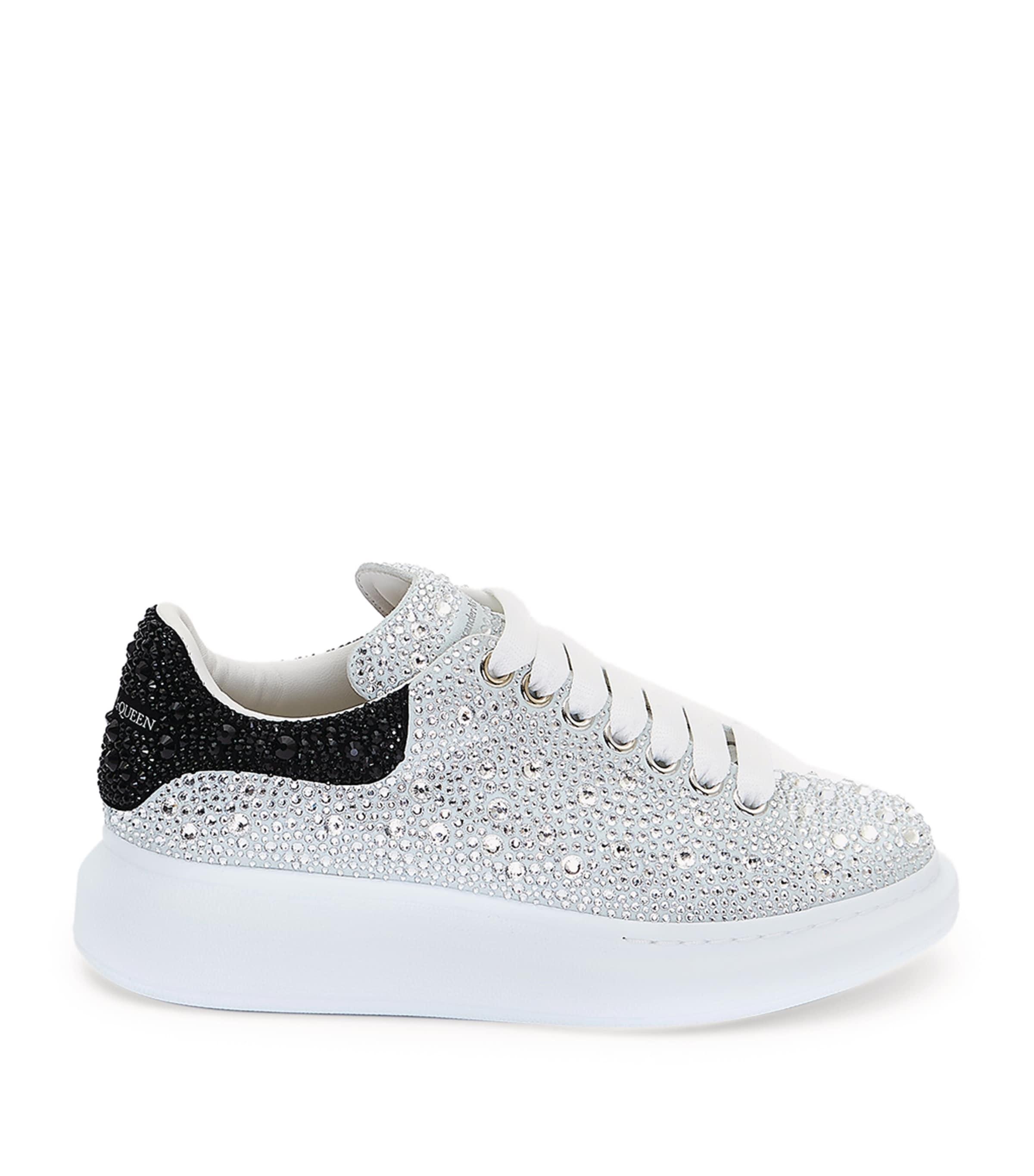 McQueen Leather Crystal-Embellished Oversized Sneakers by MCQUEEN