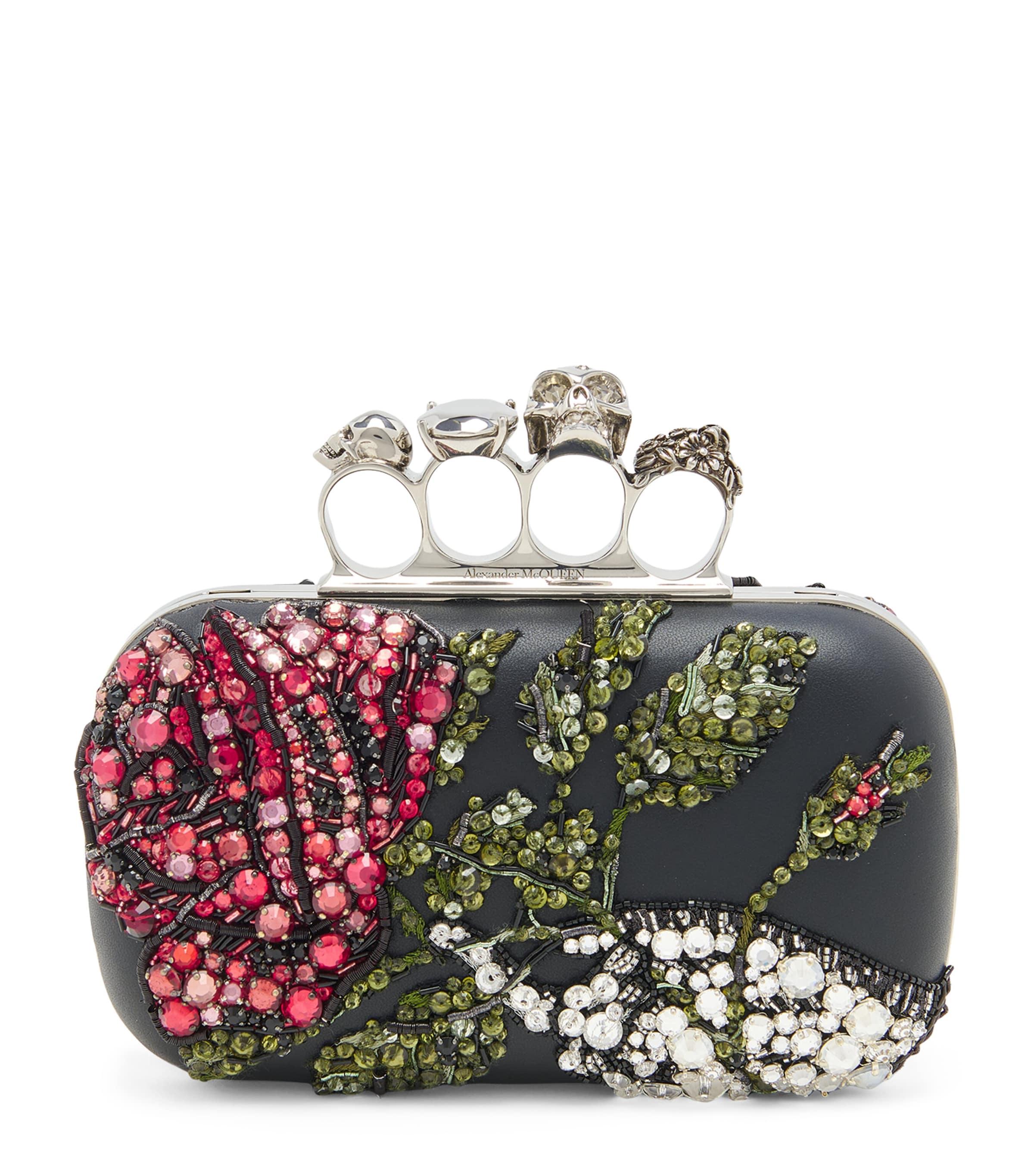 McQueen Leather Embellished Skull Knuckle Clutch Bag by MCQUEEN