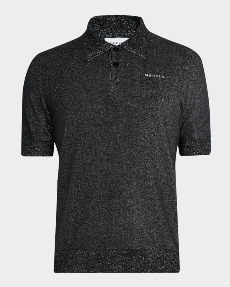 Men's Logo Metallic Wool Polo Shirt by MCQUEEN