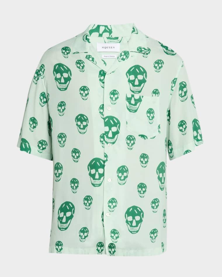 Men's Skulls Crepe de Chine Camp Shirt by MCQUEEN