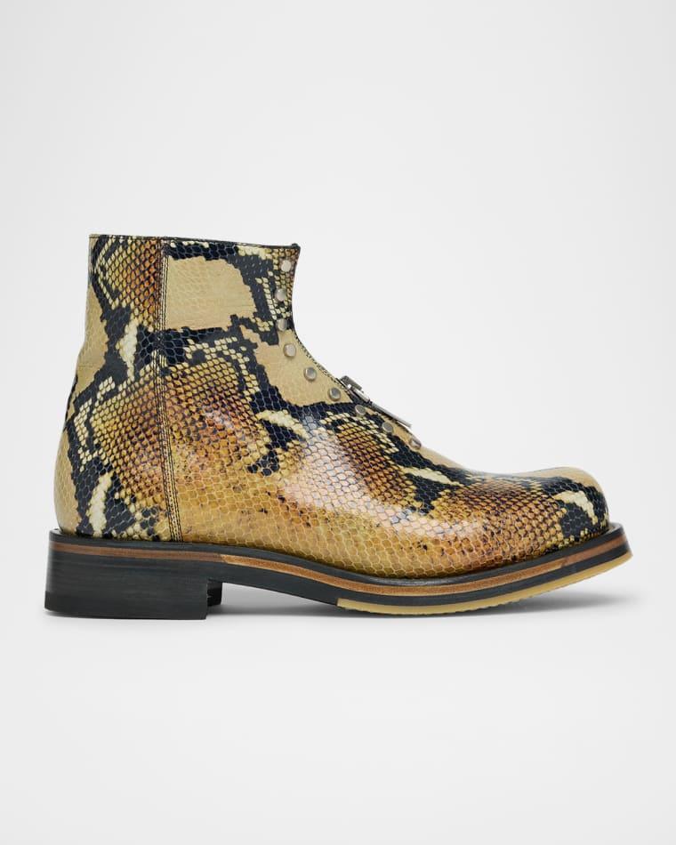 Men’s Snake-Effect Maker Zip Boots by MCQUEEN
