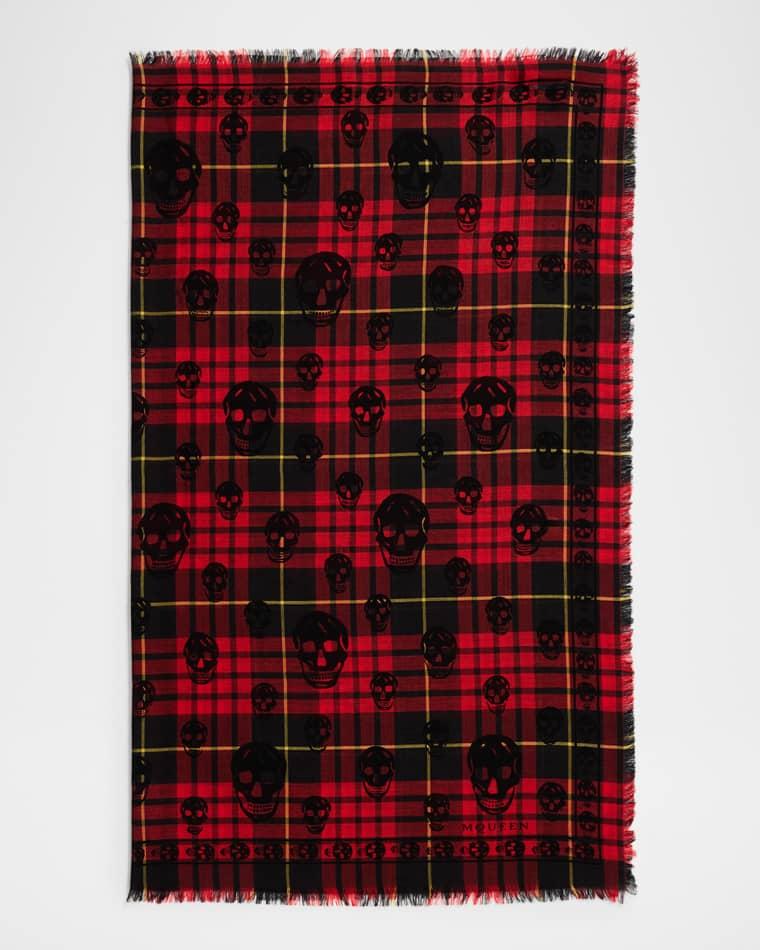 Men's Tartan Skull Silk-Blend Scarf by MCQUEEN
