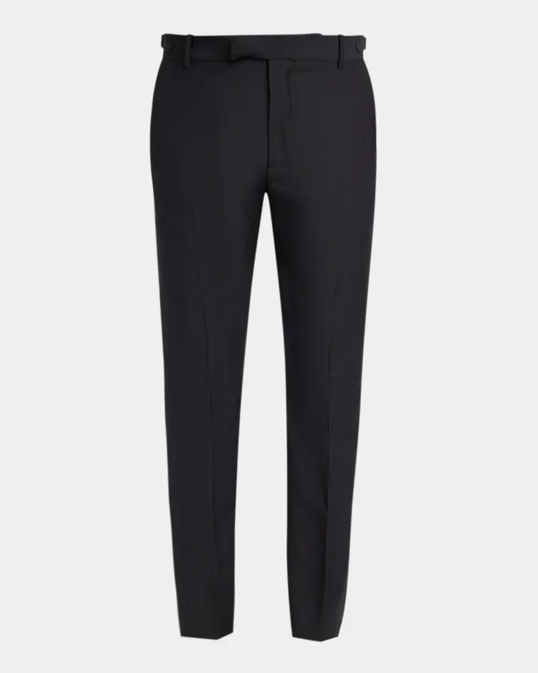 Men's Waist-Tab Straight Fit Flat-Front Trousers by MCQUEEN