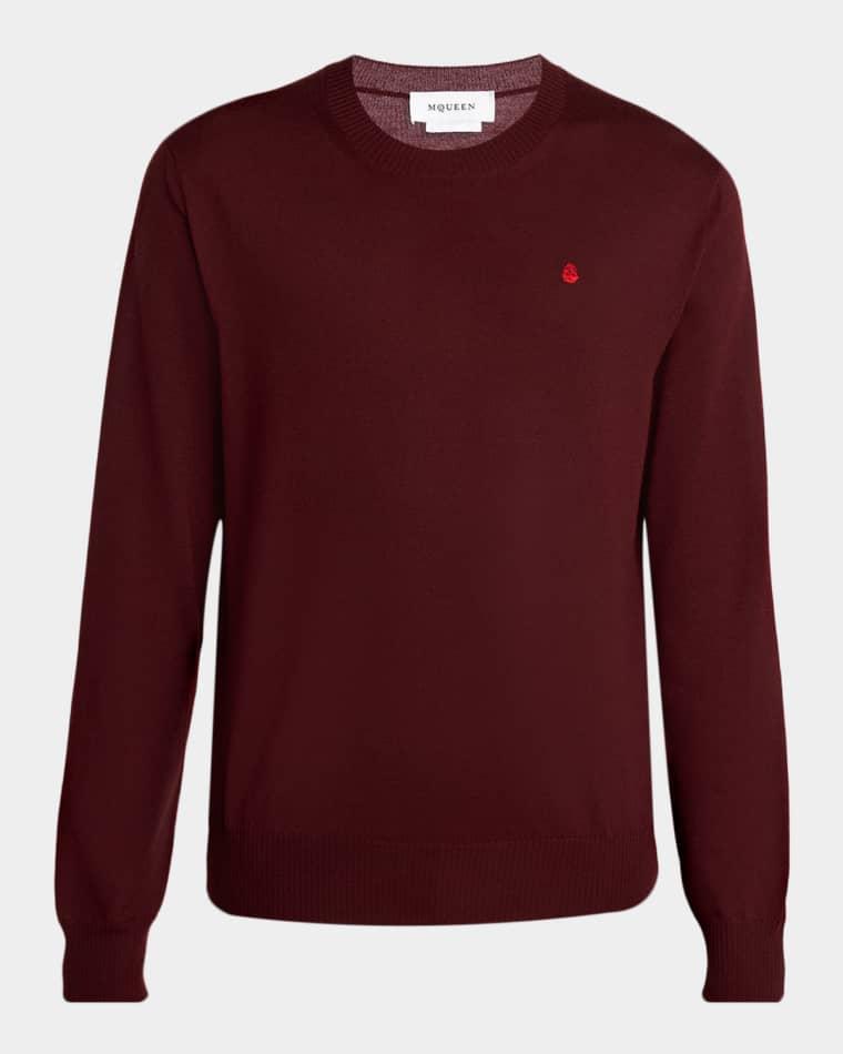 Men's Wool Knit Chest-Skull Crewneck Sweater by MCQUEEN