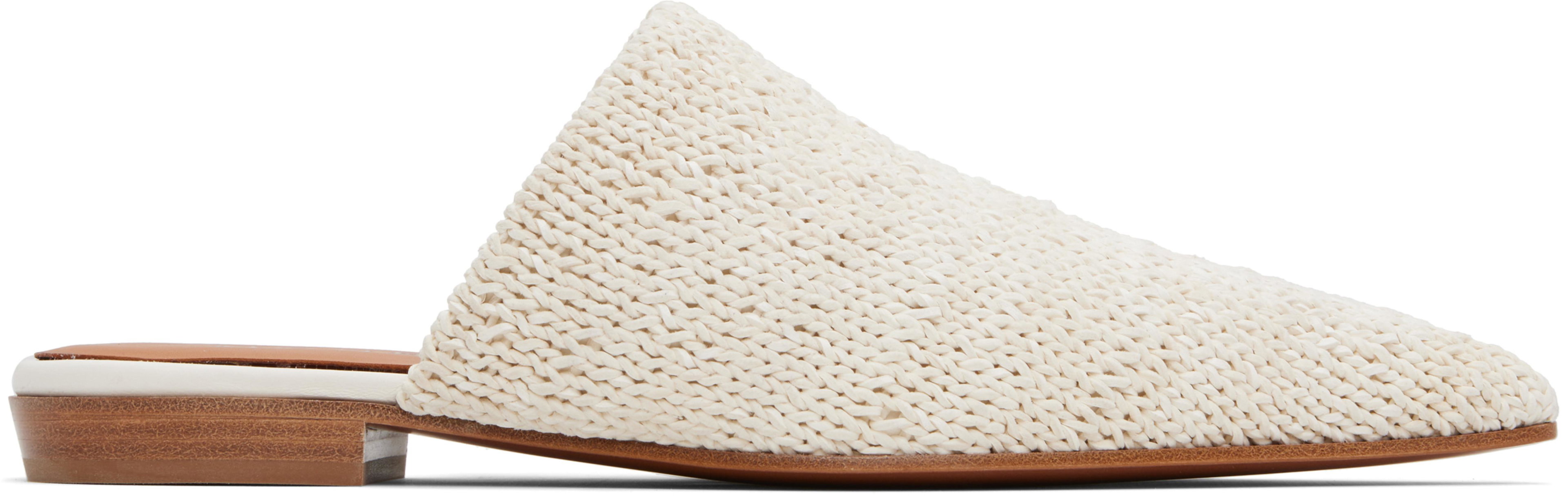 Off-White Birdee Leather Knit Mules by MCQUEEN
