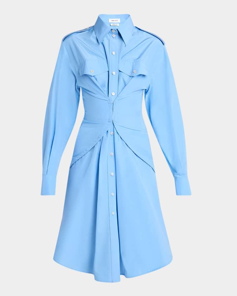 Responsible Cotton Taffeta Gathered-Waist Shirtdress by MCQUEEN