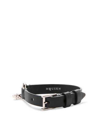 Skull Ring Leather Bracelet by MCQUEEN