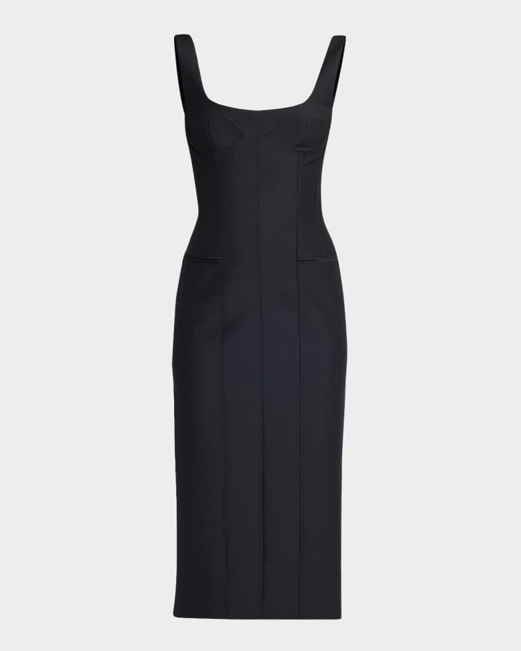 Sleeveless Square-Neck Corset Midi Dress by MCQUEEN