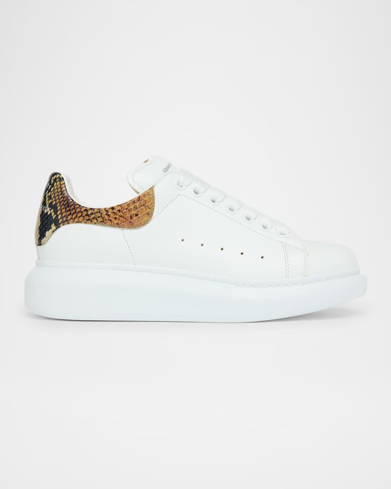 Snakeskin-Print Leather Oversized Low-Top Sneakers by MCQUEEN