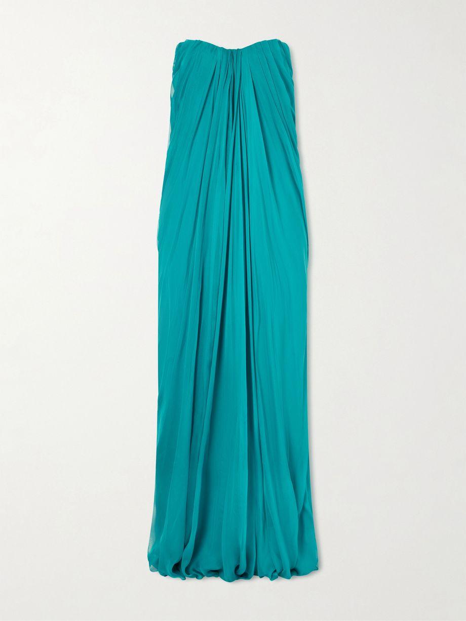 Strapless draped silk-chiffon bustier gown by MCQUEEN