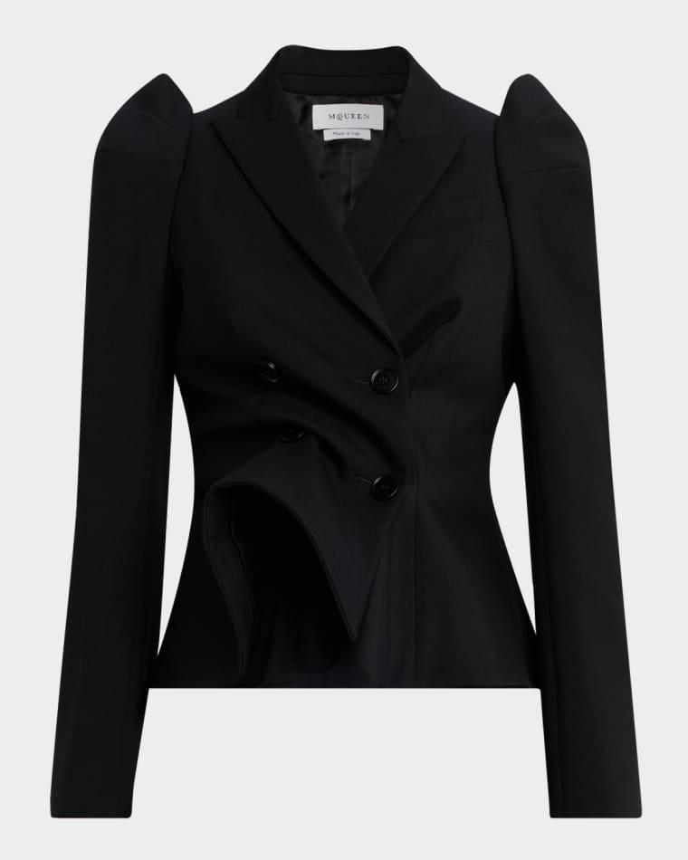 Structured Stretch Wool Double-Breasted Blazer Jacket by MCQUEEN