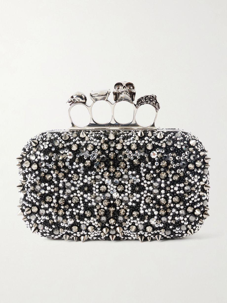 Studded crystal-embellished satin clutch by MCQUEEN