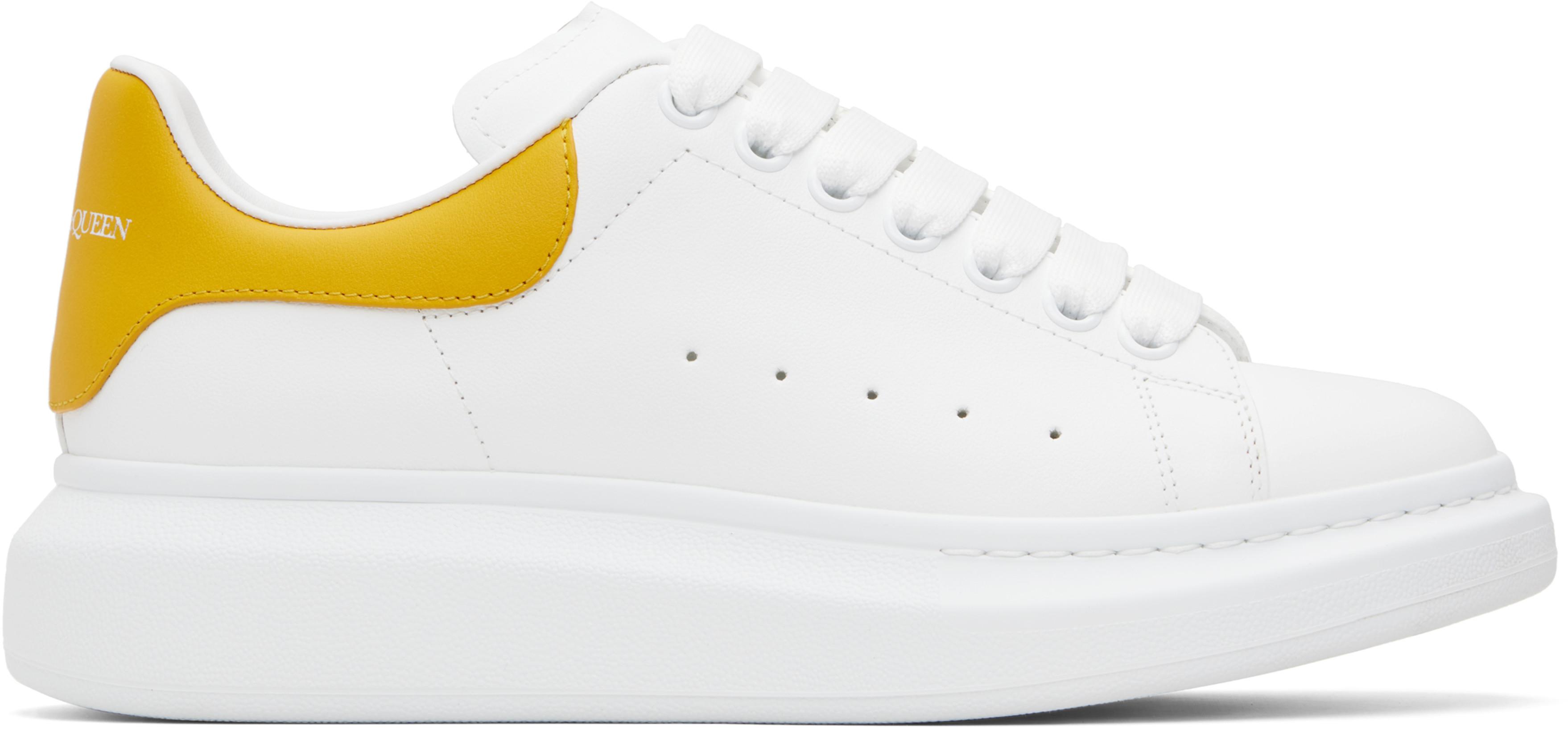 White & Yellow Oversized Sneakers by MCQUEEN