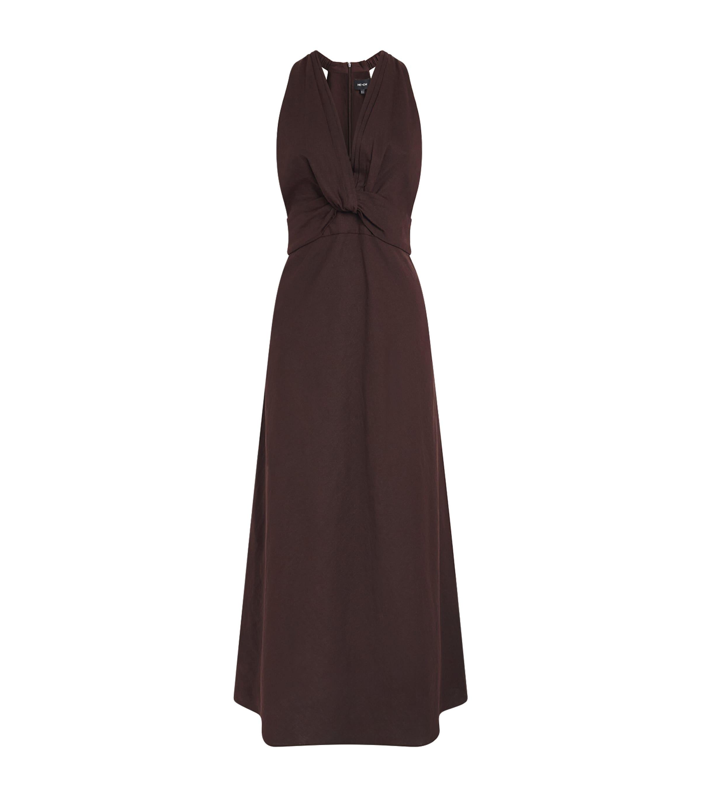 ME+EM Linen-Blend Twist-Front Midi Dress by ME+EM