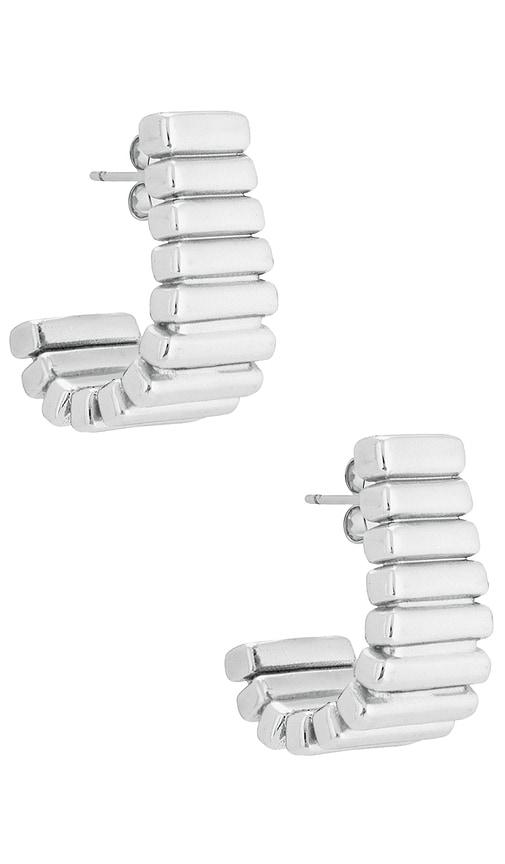 MEGA Stair Earrings in Metallic Silver by MEGA