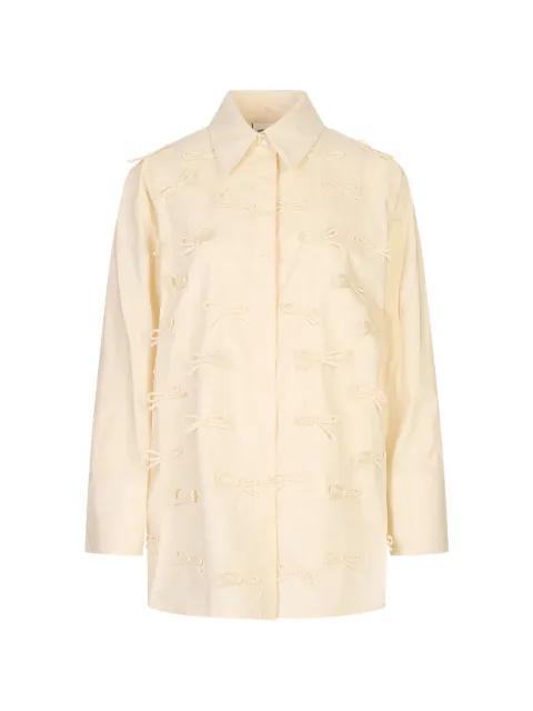 bow-embellished shirt by MEIMEIJ