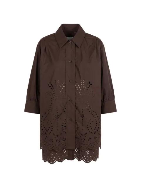 broderie-anglaise scalloped-hem shirt by MEIMEIJ