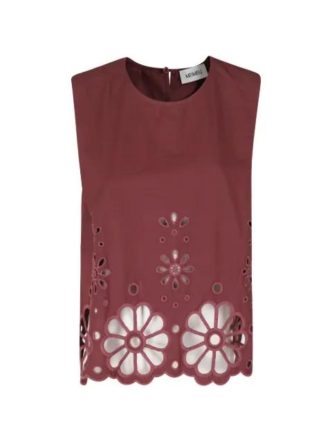 broderie-anglaise sleeveless blouse by MEIMEIJ