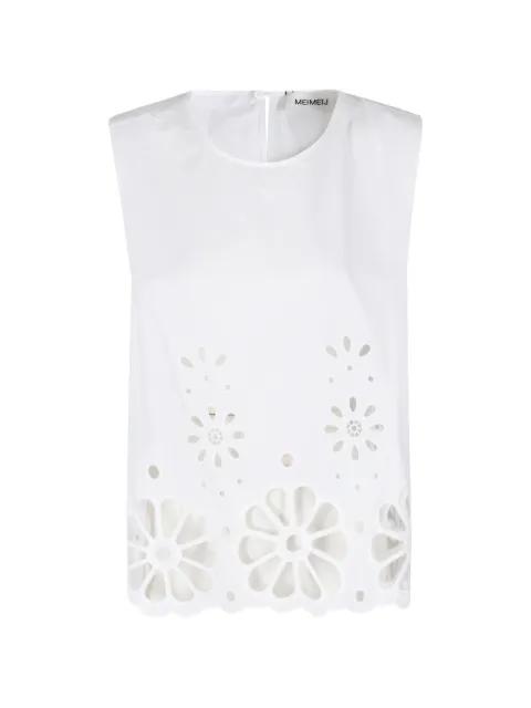 broderie-anglaise sleeveless blouse by MEIMEIJ