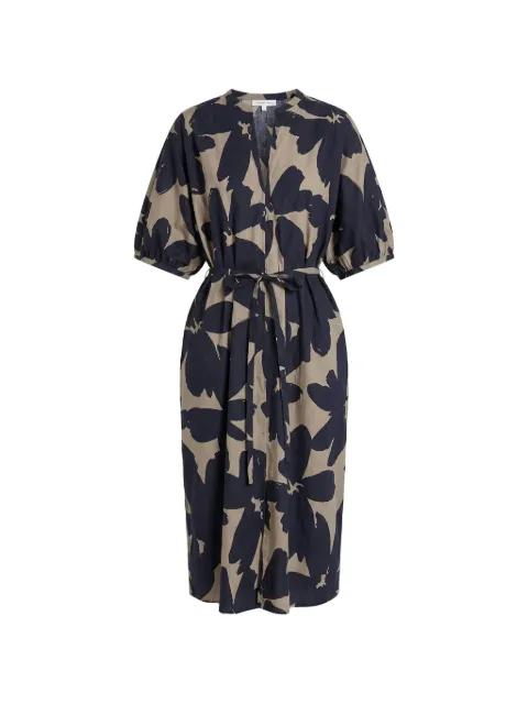 floral-print belted midi dress by MEIMEIJ