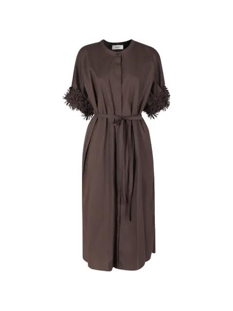 fringe-detail belted midi dress by MEIMEIJ