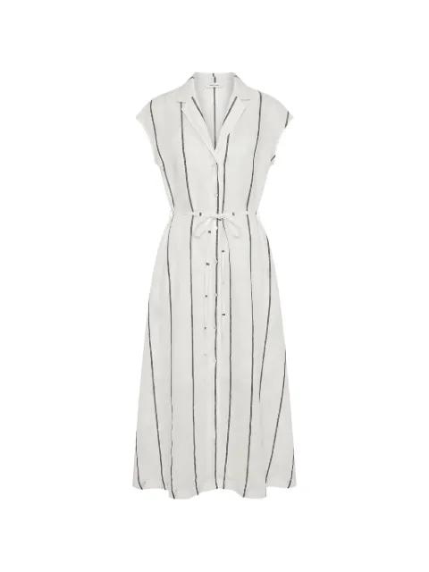 striped belted midi dress by MEIMEIJ