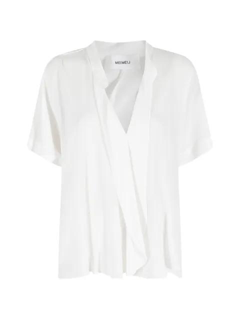 wrap-design V-neck blouse by MEIMEIJ