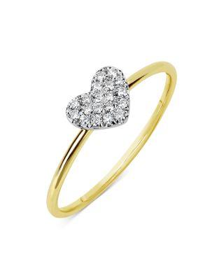 14K White & Yellow Gold Diamond Heart Pav&eacute; Cluster Ring by MEIRA T