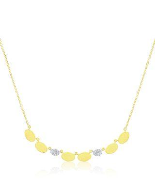 14K White & Yellow Gold Diamond Oval Disc Link Collar Necklace by MEIRA T