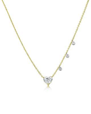 14K White & Yellow Gold Lab Grown Diamond Heart Pendant Necklace by MEIRA T
