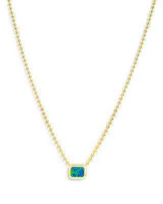 14K Yellow Gold Ball Chain Opal Solitaire Necklace by MEIRA T