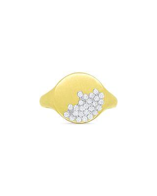 14K Yellow Gold Diamond Pav&eacute; Signet Ring by MEIRA T