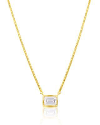 14K Yellow Gold Lab Grown Diamond Emerald Cut Pendant Necklace by MEIRA T