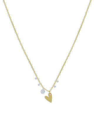 14K Yellow & White Gold Diamond Heart Pendant Necklace by MEIRA T