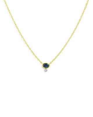 14K Yellow & White Gold Sapphire & Diamond Accent Pendant Necklace by MEIRA T