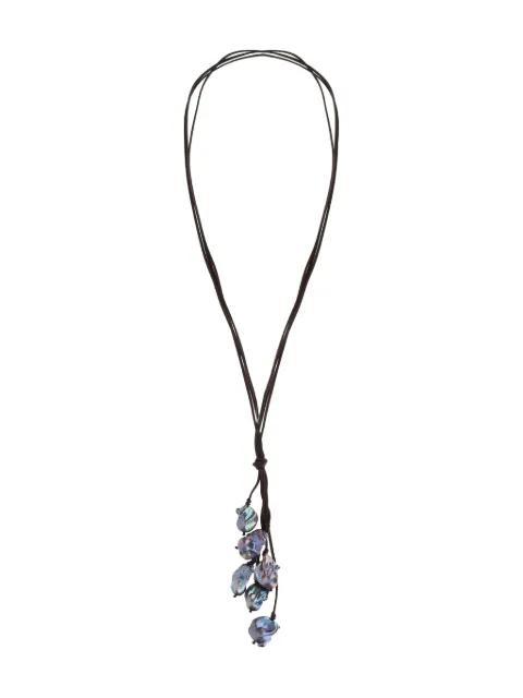 pearl-pendant suede necklace by MELA
