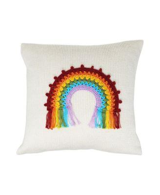 Knit Cotton 10" Rainbow Pillow by MELANGE COLLECTION