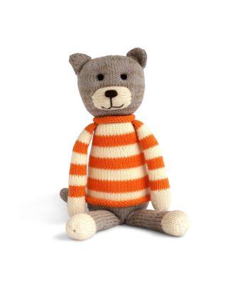 Knit Cotton Cat in Striped Sweater - Ages 0+ by MELANGE COLLECTION