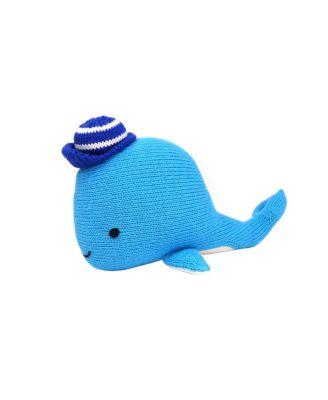 Knit Cotton Whale with Cap - Ages 0+ by MELANGE COLLECTION