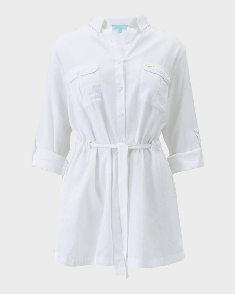 Lacey Cotton-Linen Mini Shirtdress Coverup by MELISSA ODABASH