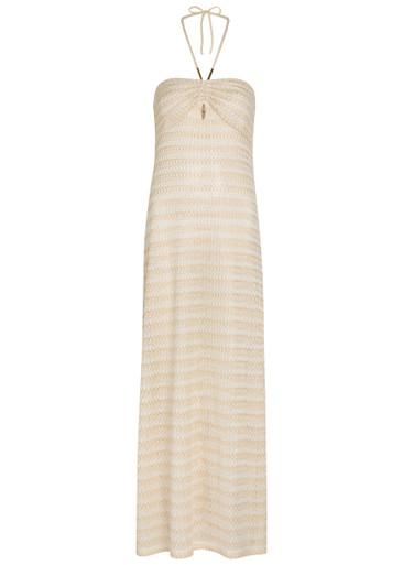 Mila striped metallic-knit beach dress by MELISSA ODABASH