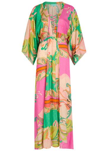 Natalie printed woven midi dress by MELISSA ODABASH