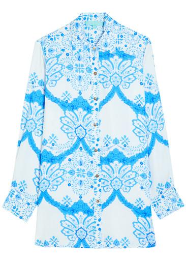 Paige printed woven cover-up shirt by MELISSA ODABASH