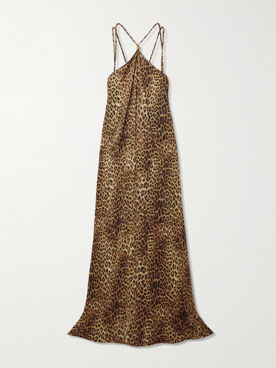 Sage leopard-print voile halterneck maxi dress by MELISSA ODABASH
